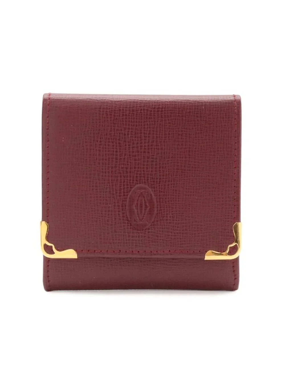 Cartier Must Line Square Coin Purse Leather Bordeaux Gold